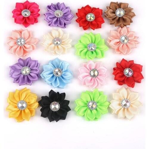 4cm 20pcs Small Fabric Satin Flowers For Appliques Sewing Wedding Garment Accessories Shoe Hat Home Headband Decoration DIY