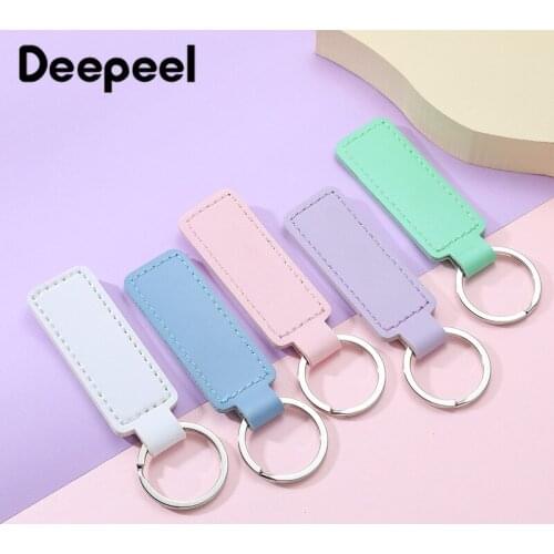 5/10Pcs Deepeel 72*24mm Metal Ring PU Leather Keychain Buckle Colored Diy Handmade Hook Pendant Decoration Hardware Accessories