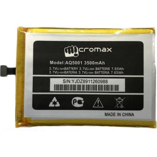 5pcs/lot 3500mAh AQ5001 battery for micromax AQ5001 zaw1055qaa Baterij Batterie Mobile Phone Batteries