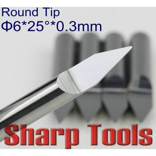 6x 0.3MM 25 Angle V Ball End Milling Cutter CNC Engraving Tools for Steel Aluminium Metal, Carbide End Mill Tools Router Bit Set