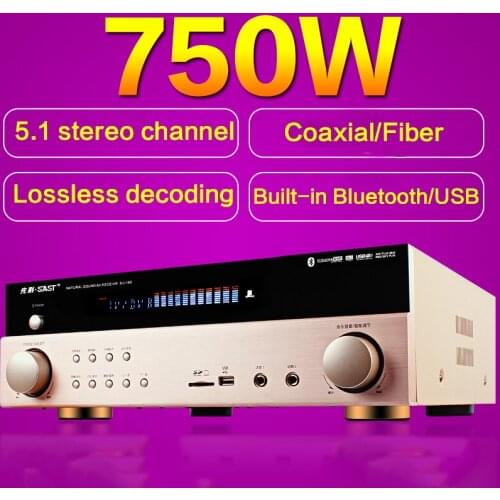 750W High-power 5.1 Power Amplifier Fever Home HiFi Bluetooth Lossless Decoding Subwoofer Amplifier Fiber Coaxial Karaoke