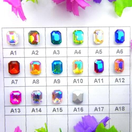 AB colors 4*6mm 6*8mm 8*10mm 10*14mm 13*18mm 18*25mm 18*27mm Rectangle shape Glue on Crystal rhinestone diy accessories trim