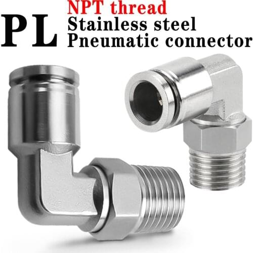 American Standard NPT Thread 304 Stainless Steel PL Pneumatic Quick Coupling External Thread Quick Coupling 1/8 1/4 3/8 1/2