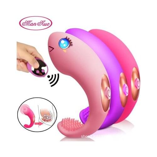 C type Wireless Remote Control Invisible WearableVibrating Panties strapon Brush Clitoris Stimulator Vibrator Sex Toy For Women
