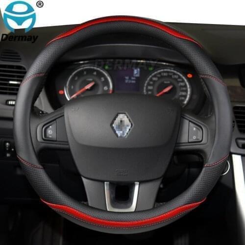 For Renault Fluence Car Steering Wheel Cover Microfiber Leather + Carbon Fiber Fashion Auto Accessories
