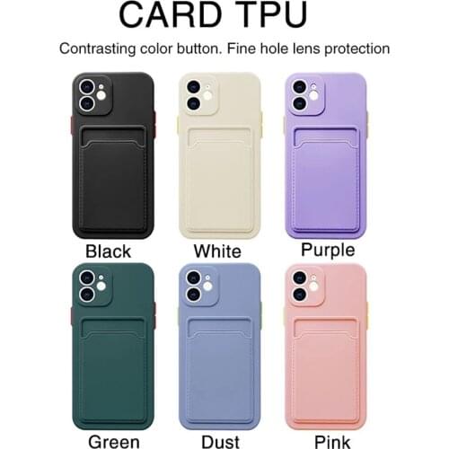 Card Holder liquid Silicone Phone Case For iPhone 12 Pro Max Mini 11 XS X XR ​7 8 Plus SE 2020 TPU Wallet Soft Back Cover Coque