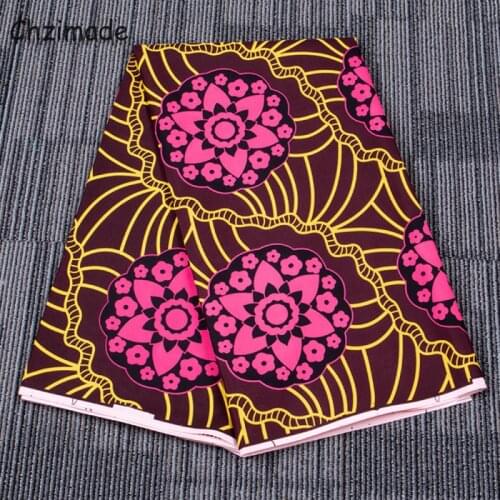 Chzimade Flower Printed African 100% Cotton Fabric Ankara Wax Sewing Fabric For Wedding Dress Diy Handmade Accessories