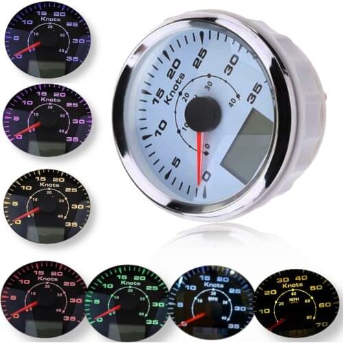 85mm GPS Speedometer Gauge 35Knots 40 MPH Speed Odometers with 7 Colors Backlight 12V 24V for Car Truck Motorcycle