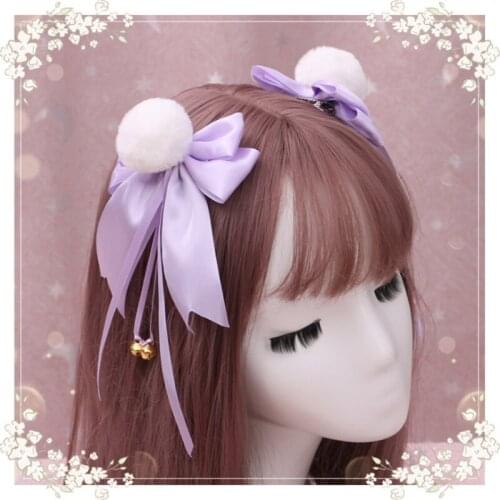 Girl cosplay cute dress up hair accessories prom role headband accessories bow pompom accessories