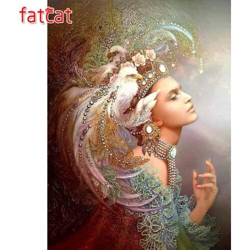 FATCAT Woman feather 5d diy diamond painting full square round drill diamond embroidery kits wall decoration AE2926