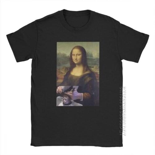 Mona Lisa T Shirt Monkey Haircut T-Shirt Mans Joconde Simple 100% Cotton Short Sleeves Basic Tees O-Neck Print Tops