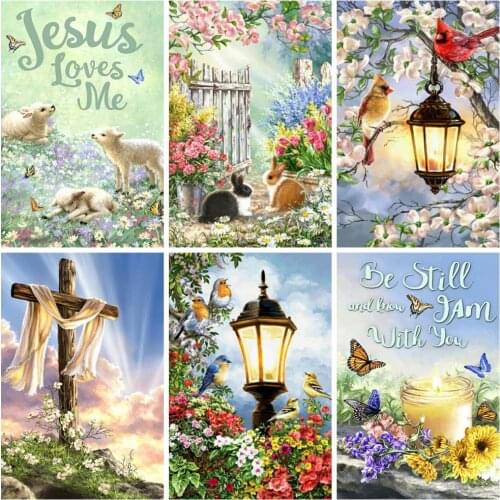 HUACAN 5D DIY Diamond Painting Garden Cross Stitch Diamond Embroidery Landscape Mosaic Bird Art Rhinestone Home Decoration