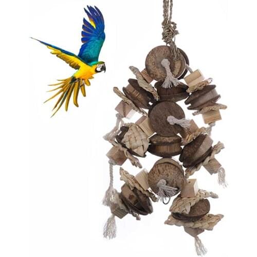 Bird Toy Parrot Toys Pet Wooden Toy Parrot Bite Toy Wooden Grinder Toy Anti-swallowing without Plastic 45x28cm 550g