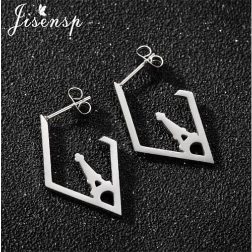 Jisensp Retro Eiffel Tower Design Studs Earrings for Woman Vintage French Style Geometric Building Shaped Earrings Jewelry Gift