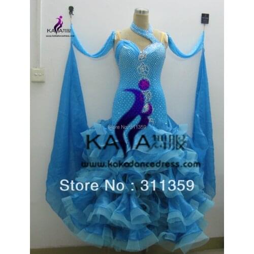 KAKA DANCE B13042,Silk Organza Fabric Ballroom Standard Dance Dress,Waltz Dance Competition Dress,Women,Girl,DanceDress Ballroom