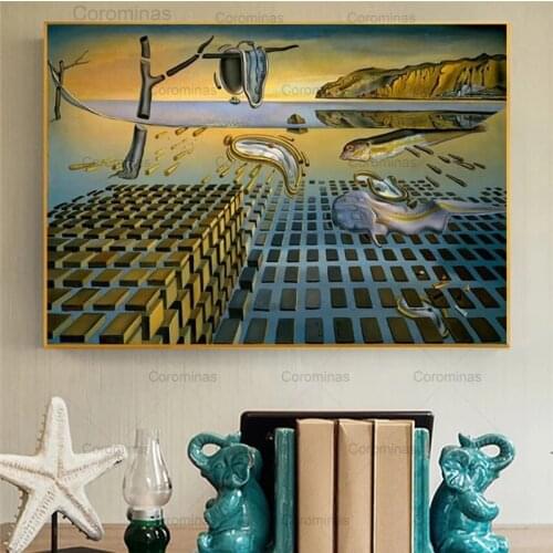 Salvador Dali Canvas Paintings Surrealism Chess Mask On Sea Posters and Prints Abstract Weird Wall Art Pictures for Home Decor