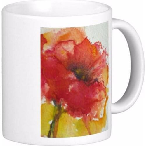 Blushing Red Poppy White Coffee Mugs Tea Mug Customize Gift By LVSURE Ceramic Mug Travel Coffee Mugs
