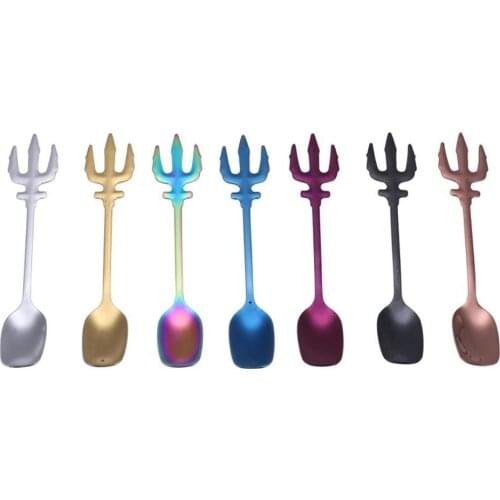 Creative Trident Design Stainless Steel Milk Coffee Ice Cream Spoon Flatware