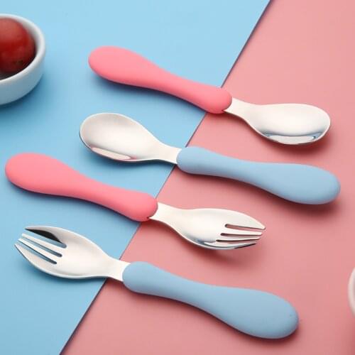 Children Utensil For Kids Baby Dessert Spoon For Children Feeding Spoon Fork Toddler Dinnerware Cutlery Baby Gadgets Tableware