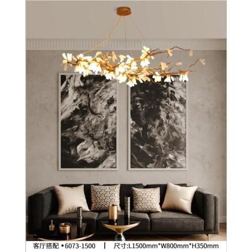 Copper lamp luxury post-modern copper crystal chandelier French living room dining hall lamp American minimalist designer villa