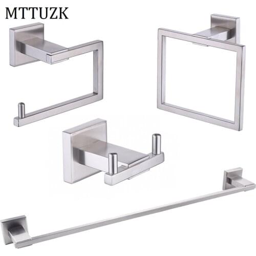 MTTUZK Brushed Nickel 304 Stainless Steel Hardware Set,Robe Hook,Paper Holder Towel Ring Towel Bar Bathroom Accessories