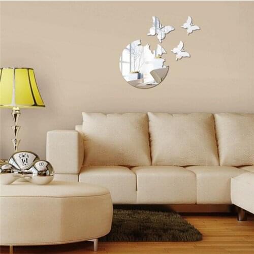 New 3D Butterfly Decoration Acrylic Mirror Wall Sticker Living Room Bedroom Toilet Wall Mural Art Decal Home Decor Stickers