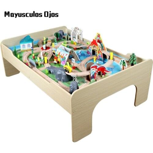 New Electric Track Wooden Dinosaur Theme 105PS Desktop Child Boy Child Hands-on Assembly Toy