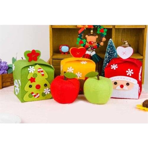 New Christmas Non-woven Hand Made Fabric Diy Material Package Christmas Eve Gift Apple Gift Box Snowman Tree Elk Santa Claus