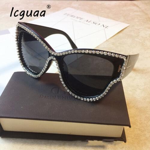 T letter design cat glasses bling bling sunglasses eyeglass UV400 Luxury sun glasses Gafas Oculos De Sol
