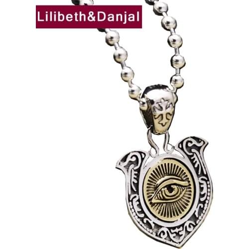 Eye Of God Cross Shield Necklace Pendant Real 925 Sterling Silver Vintage Fine Jewelry Women Men 2021 Designer Free Shipping P11