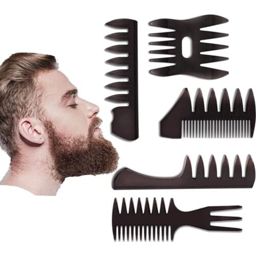 1 Set Large Tooth Detangling Curly Hair Comb Back Head Styling Beard Oil Comb Men Hairdressing Wide Teeth Comb Set Gift