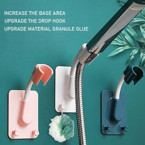 360 Adjustable Shower Head Holder Self-Adhesive Showerhead Bracket Wall Mount With 2 Hooks Stand Bathroom Universal ABS Holder