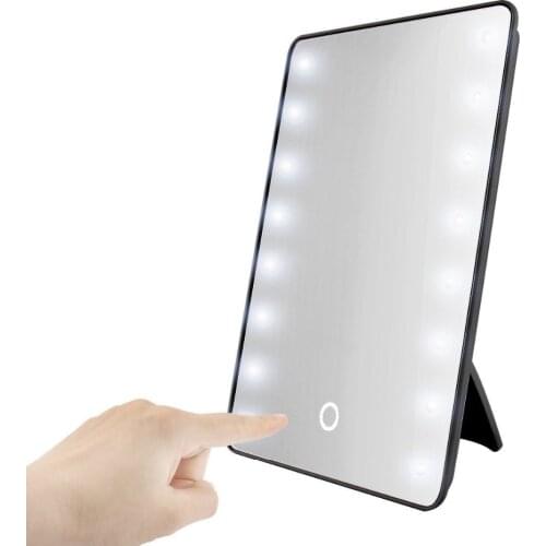 Adjustable Touch LED Light Makeup Mirror, Lighted Vanity Cosmetic Mirror, Tabletop Makeup Mirror, 16 LED