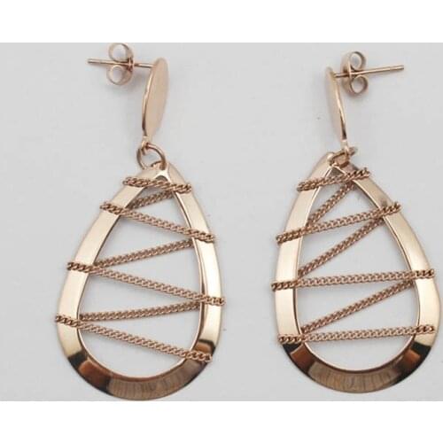 Punk Style Flash Deal Earrings Jewelry Individual Designer Rose Gold Color Water Drop Earrings Stainless Steel