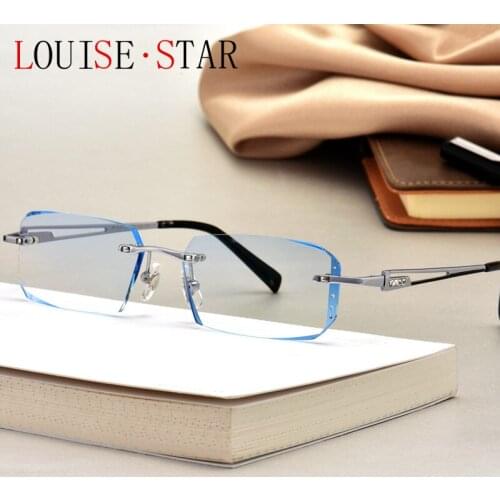 Pure Titanium Anti-radiation Myopia Sunglasses MensFashion Irregular Rimless GlassesFramePrescriptionGlasses Diopter -1.0 to-6