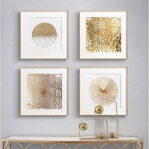 Radiant Gold Swirl Abstract Canvas Painting Modern Wall Art Poster Print Gift Picture Living Room Office Decor Home Decoration