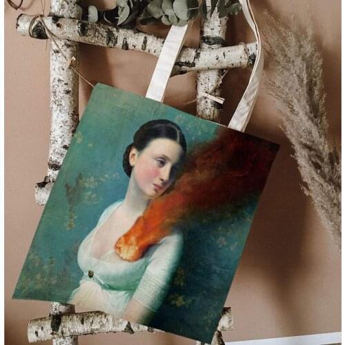 Handbag Women Shoulder Bag Tote Bags Canvas Bags Printed Reusable Daily Use Female Large Capacity Bag Shopping Bag Storage Bag