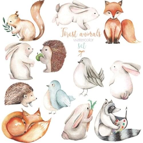 Forest Animals Iron-on Transfers Patches for Clothing Textile Vinyl Thermo Stickers Applique Diy Thermotransfer Stripes Clothes