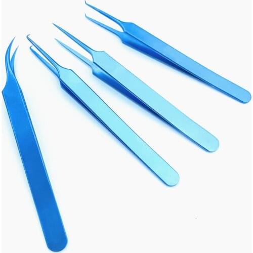 4pcs/set Titanium tweezers different Jeweler Style Forceps ophthamic surgical instruments
