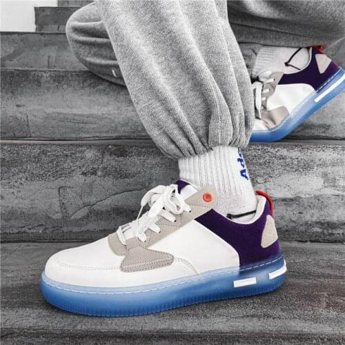 Little White Shoes Mens Board Shoes Student Trendy Brand Bone White Ice Blue Low-Top All-Match Thick-Soled New Shoes