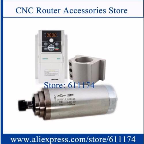 Wood working engraving spindle motor 3kw / 3.2KW Water cooled ER20 24000rpm + 3kw Frequency Inverter + 100mm Bracket