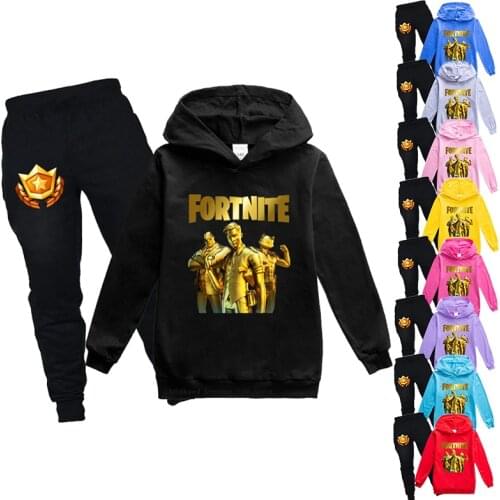 Spring New Tracksuit Fortnite Battle Royale Clothing Suit Child Pullover Hoodie Tops+Pants Set Game Anime Kids Boy Girl Clothes
