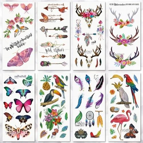 Waterproof temporary tattoo stickers on the body art temporary men tattoos Tribal feather butterfly pattern fake tattoo stickers
