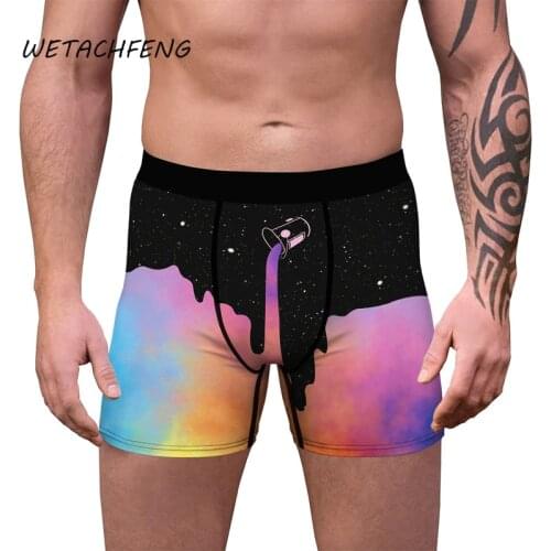 High Quality Male Boxers Pants Tie Dye Star Sky Print Sexy Briefs Set Gay Comfortable Underwear Pants Plus Size 2XL Men Clothing