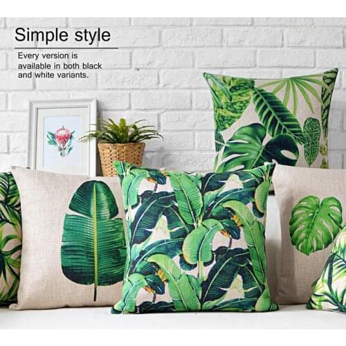 Southeast Asia Tropical Plants Pillow Cover Green Fresh Leaf Cushion Home Decorative Office Sofa PillowCase