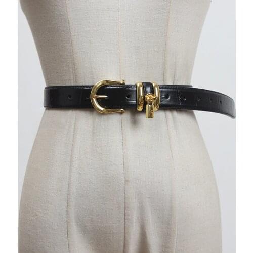 SeeBeautiful Simple Metal Pin Buckle PU Leather Girdle Belts Women Summer Autumn 2020 New Fashion Tide L959