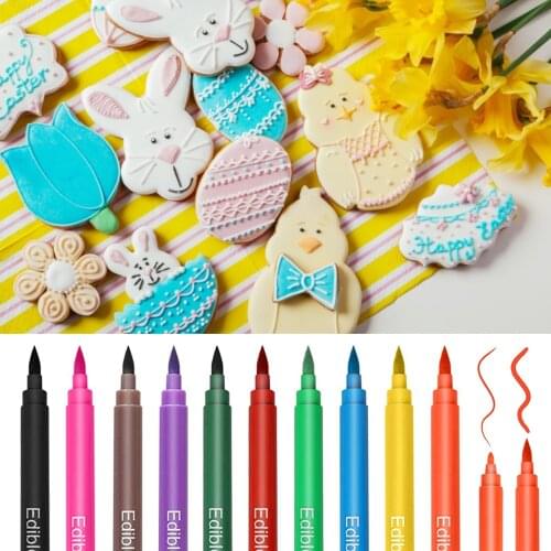 10PCS Baking Edible Pencil Food Coloring Markers DIY Painting Pen Pigment Pen Drawing Pen For Cookies Macaron Fondant Decoration