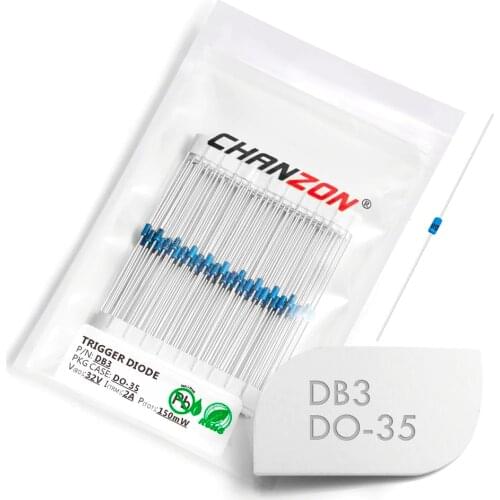 100 Pcs) DB3 DIAC Bidirectional Trigger Diode 2A 32V 150mW DO-35 (DO-204AH) DB-3 Axial Silicon Diodes DB 3