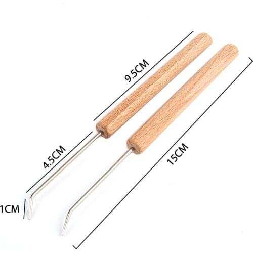 2Pcs 15cm Solid Wood Bending Needle Wooden Knitting Loom Hook DIY Tools Sewing Crochet Fittings