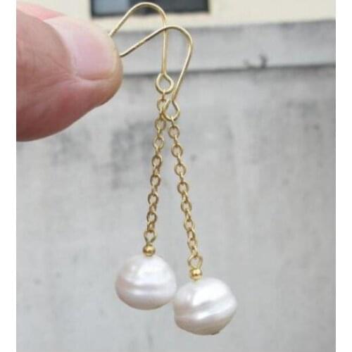 2018 NEW AAA 11-12MM SOUTH SEA WHITE DANGLE PEARL EARRINGS